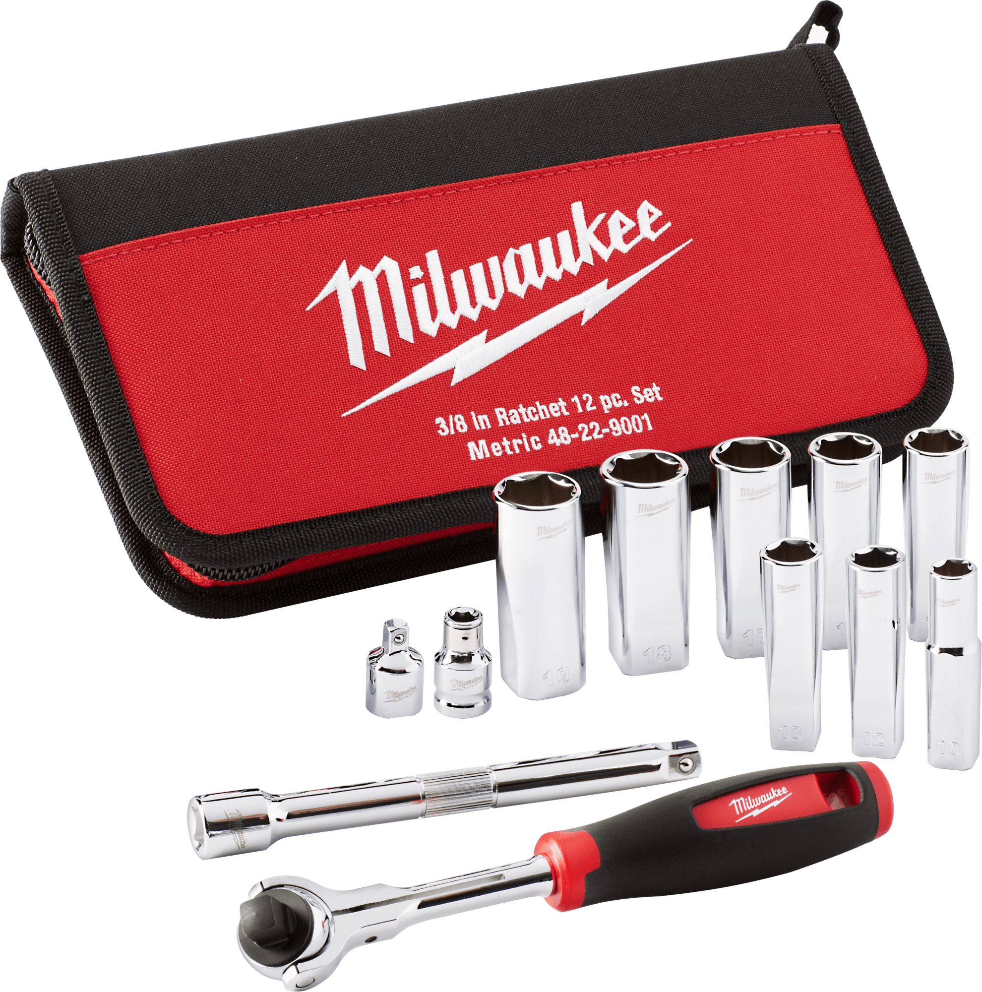 MILWAUKEE Набір головок метричних 3/8"з храповиком, (12шт) | 48229001