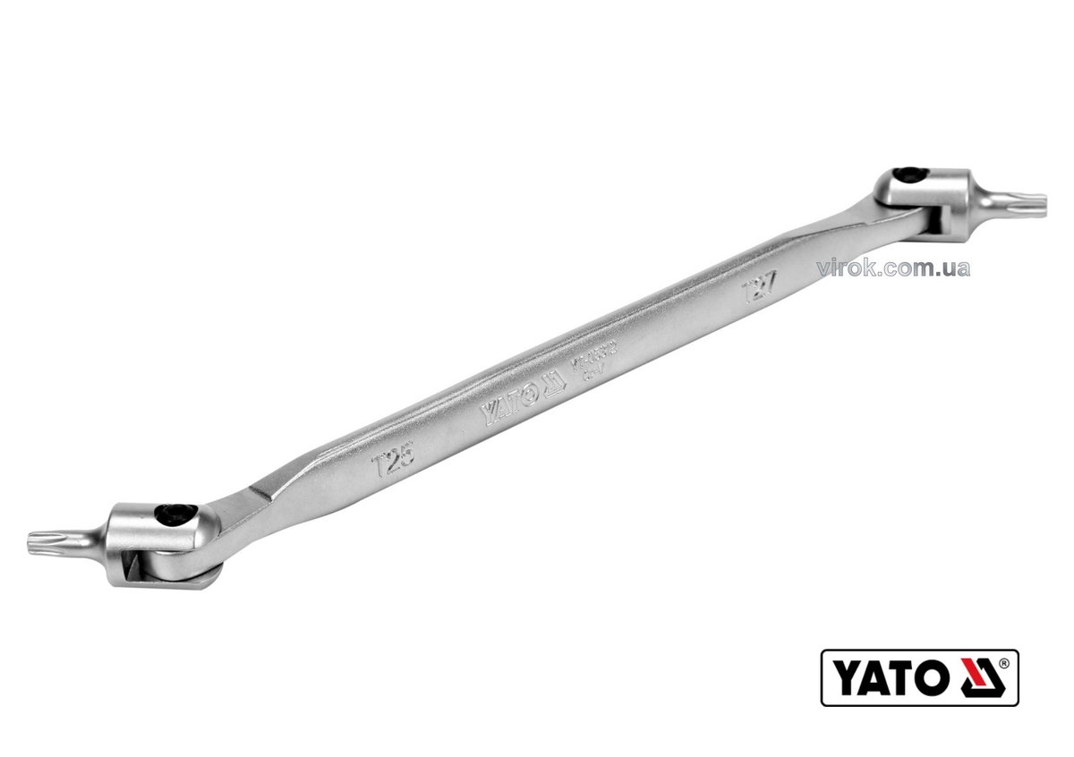 YATO Ключ TORX 2-сторонній на шарнірах YATO : Т25 х Т27, L= 216 мм, Cr-V (DW) | YT-05312