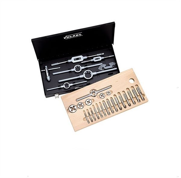 VÖLKEL Набір мітчиків 3 шт. та плашок М 3-12 + тримачі; HSS-G. 48003