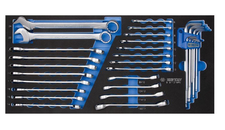 KING TONY Набор ключей комбинированых 06-24мм, разрезные 8-17мм HEX 1.5-10мм 31 предмет (EVA ложемен