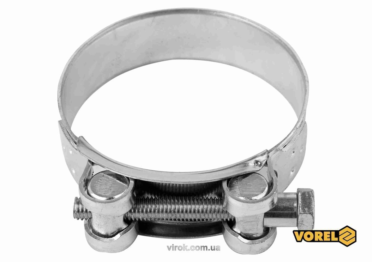 VOREL Хомут сталевий, з гвинтовим затискачем GBS W1 : Ø= 86-91/ 24 мм, оцинкований  | 73806