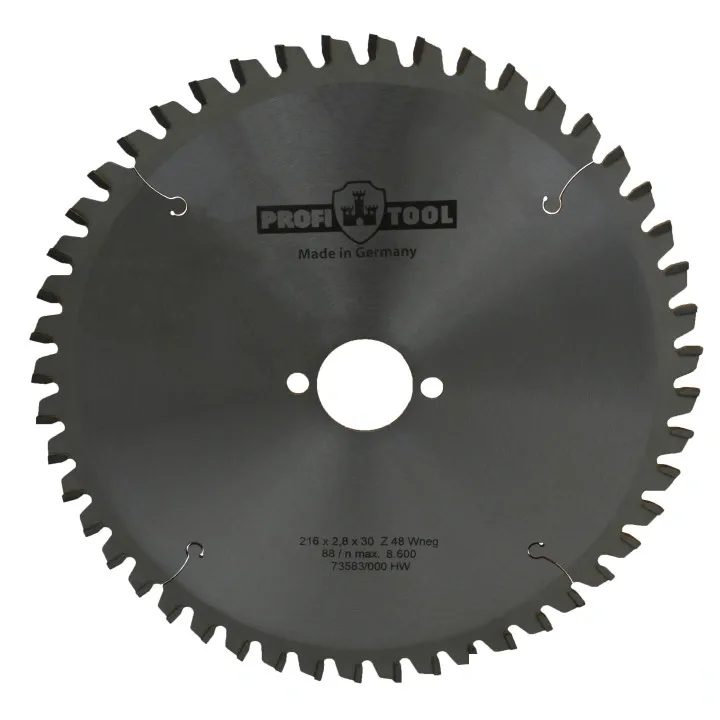Диск пильный по дереву 216х2.8х1.8х30 мм, Z=48, форма зуба Wneg (ATBneg), поперечный рез PROFITOOL