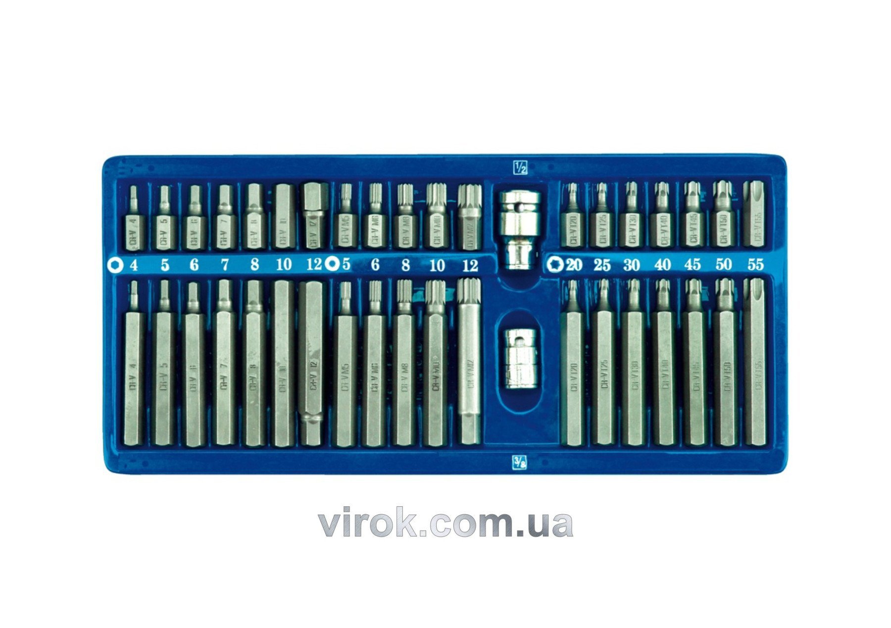 VOREL Насадки викруткові (біта) Cr-V, на тріщатку спеціальні, в метал. боксі. Набір 40 шт.  | 66400