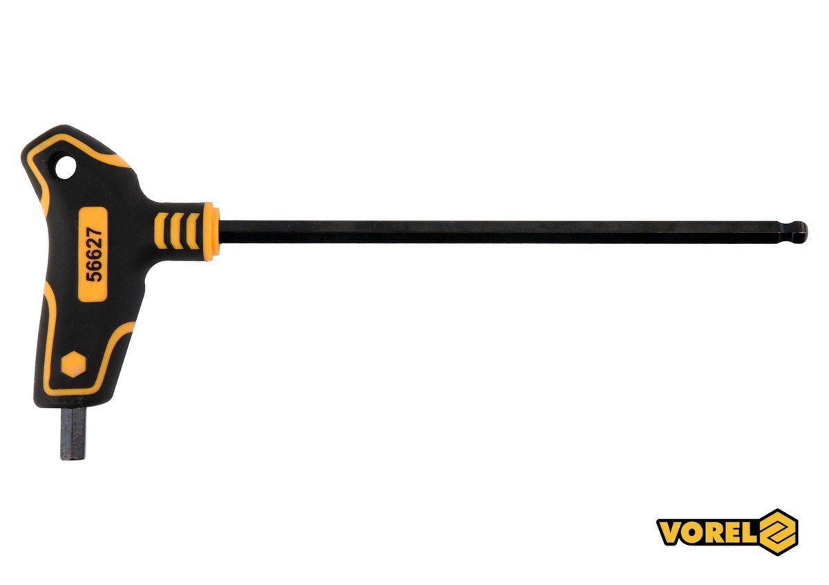 VOREL Ключ шестигранний з кульковим наконечником : тип "Т", HEX 8 x 200 x 113 мм, Cr-V 6150  | 56627