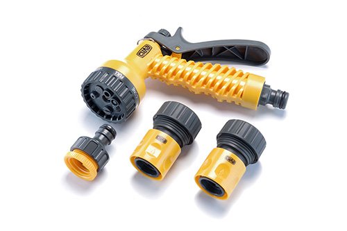 Набор: пистолет-распылитель 7 режимов, коннекторы 3/4: 3/4 аквастоп, 3/4, адаптер 1/2+3/4 СИЛА