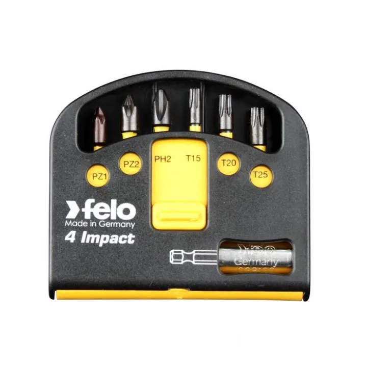 Набор бит FELO Swіft IMPACT25 мм PZ1\PZ2\PZ3+магнітний тримач, 7 шт, ІP (02060446)