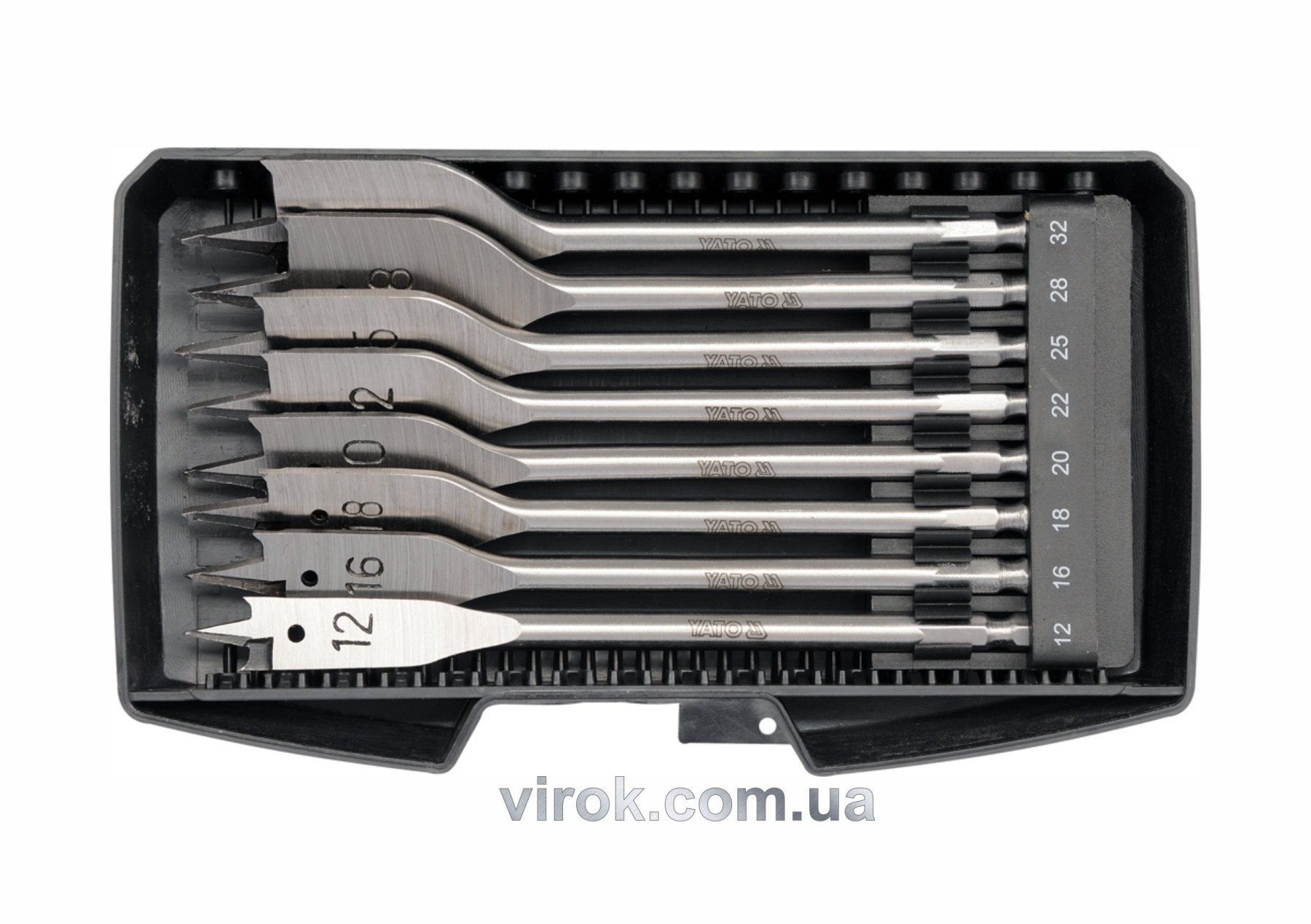 YATO Свердла перові по дереву YATO: 6-гранний хвостик HEX-1/4", Ø=12-32 мм, L=152мм. (Набір/8 Шт.)  