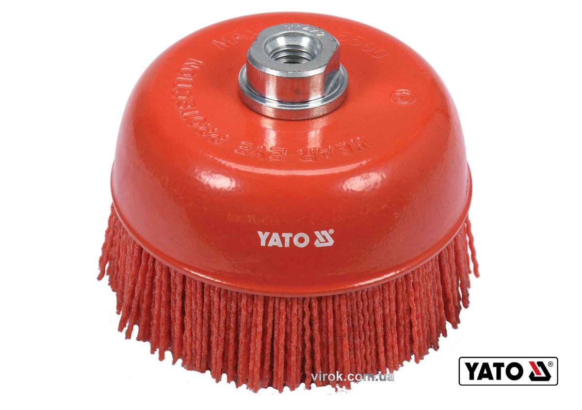 YATO Щітка зачисна з нейлоновим ворсом "чашка", до КШМ YATO : Ø=125 мм, гайка- М14  | YT-47787