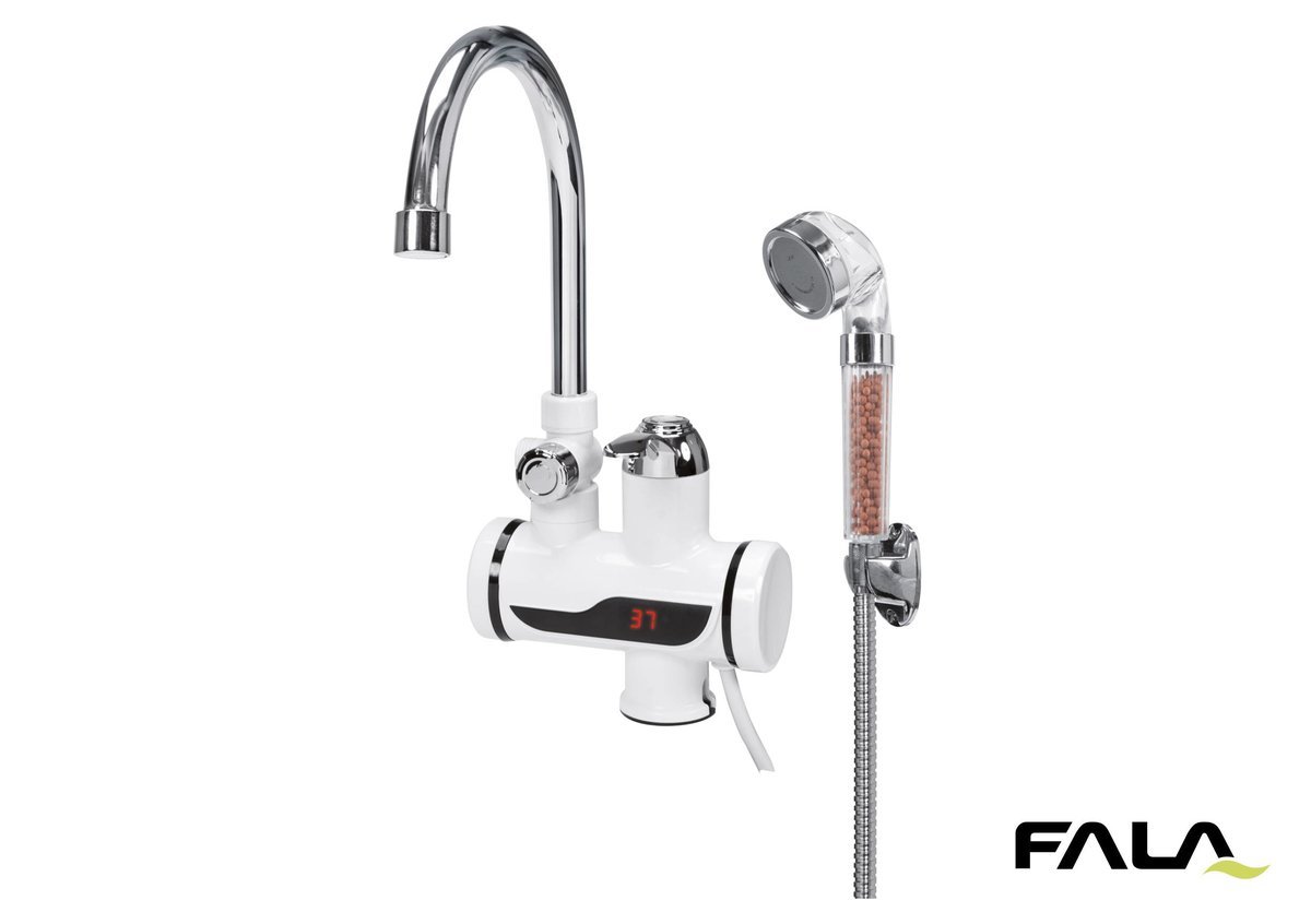 FALA Нагрівач води з LCD-дисплеєм KALTA-3 : 3кВт,до 60°С,тиск 0.1-0.6МПа,кабель-1.2 м + душовий комп