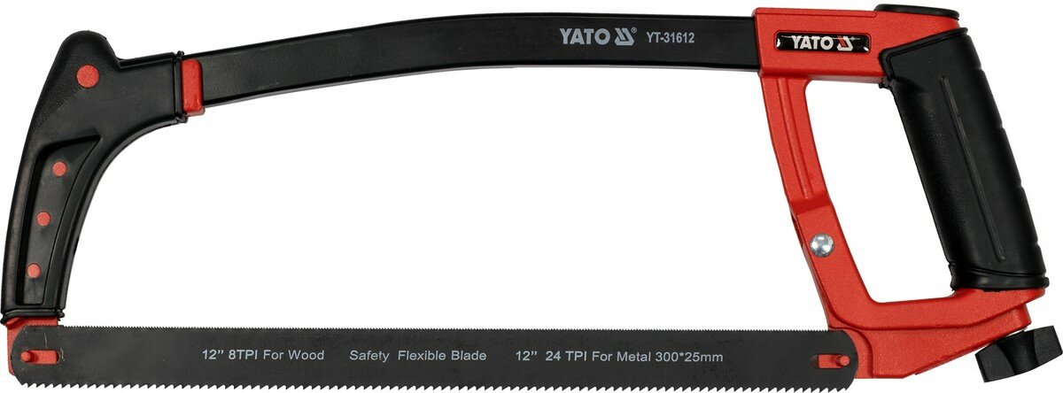 YATO Ножiвка рамна по металу з 2-стор. полотном l= 300 мм, розподіл зубців- 24/ 8 З/1" мет/дер