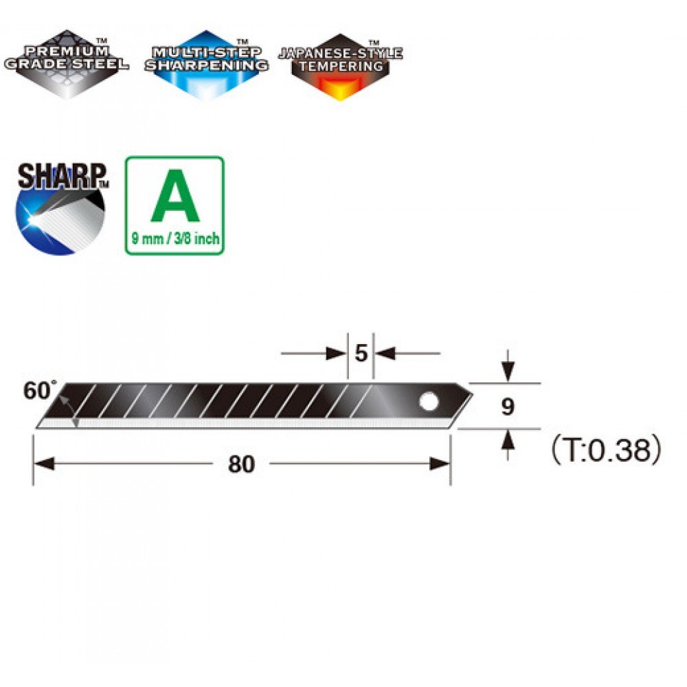 TAJIMA Лезвия черные 9мм RAZAR BLACK, экстра острые, 10 шт