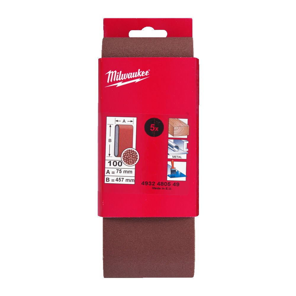 MILWAUKEE Шлиф. лента 75х457 зерно 100 (5 шт/упак) | 4932480549