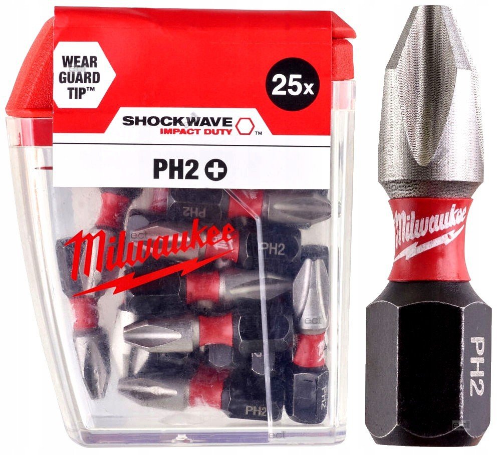 MILWAUKEE Біта SHOCKWAVE , PH2, 25мм, (25шт) | 4932430853