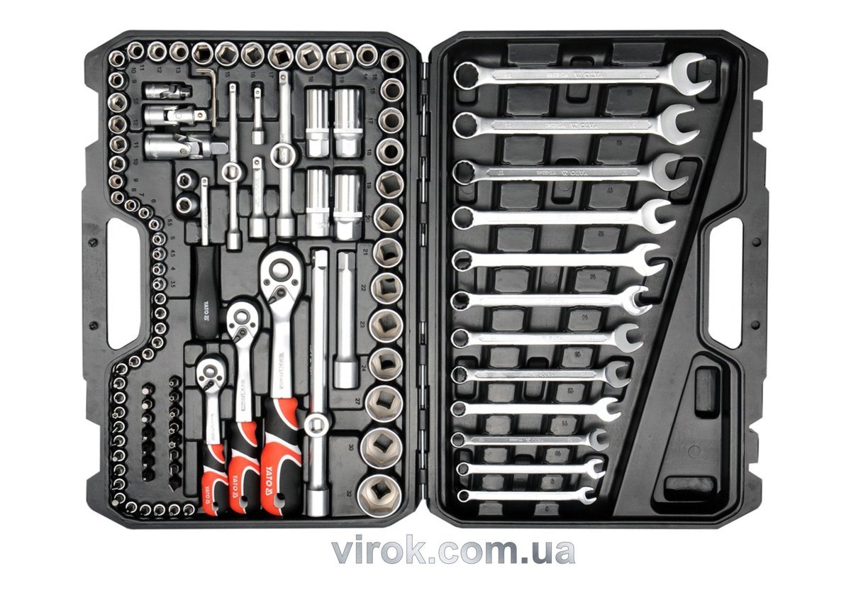 YATO Набір головок торцевих YATO : квадрат 1/2", 3/8", 1/4" з інструментами, насадками. 111 шт.  | Y