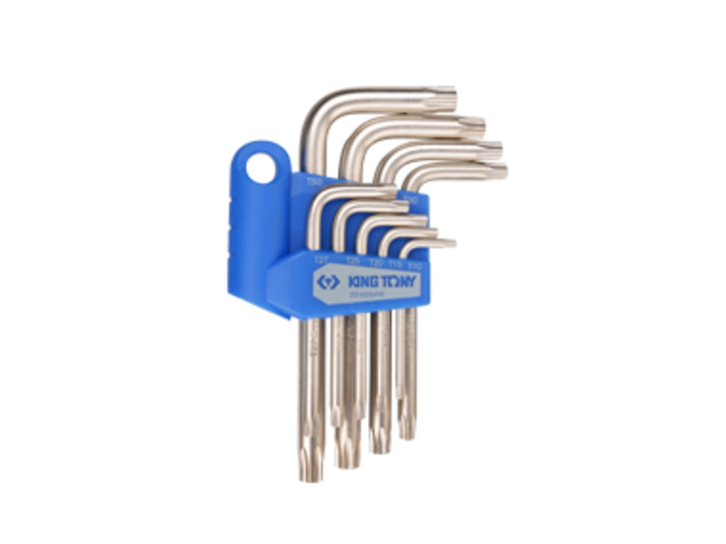 KING TONY Набор Torx 7 ед. Г-образных с отв(T10H-T40H) | 20409PR90