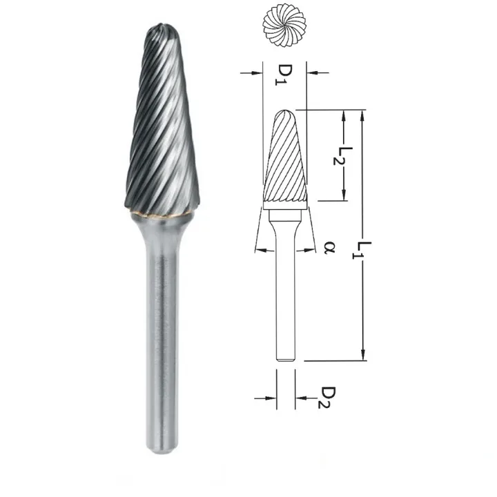 Борфреза коническая скругленная PROFITOOL - 8х25х70x6 мм (L08226-3INOX)