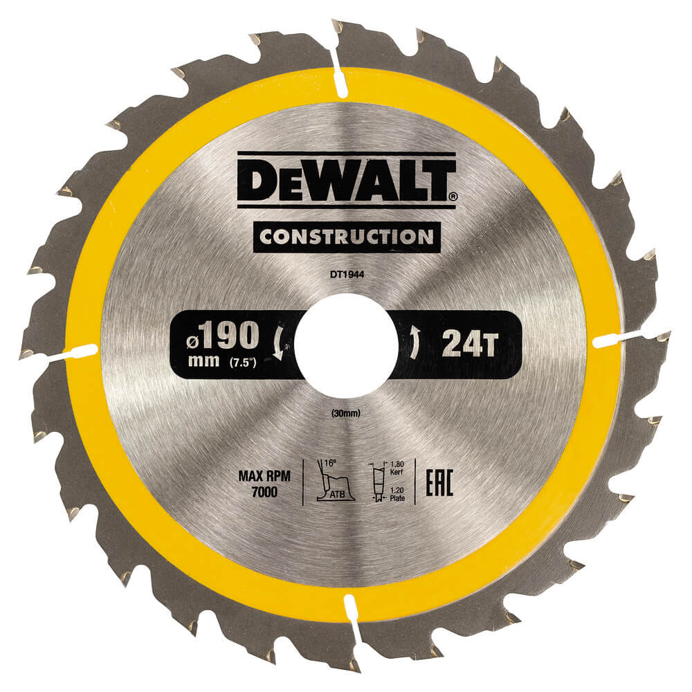 DeWALT Диск пильный CONSTRUCTION, 190х30 мм, 24z (ATB) + 16 град