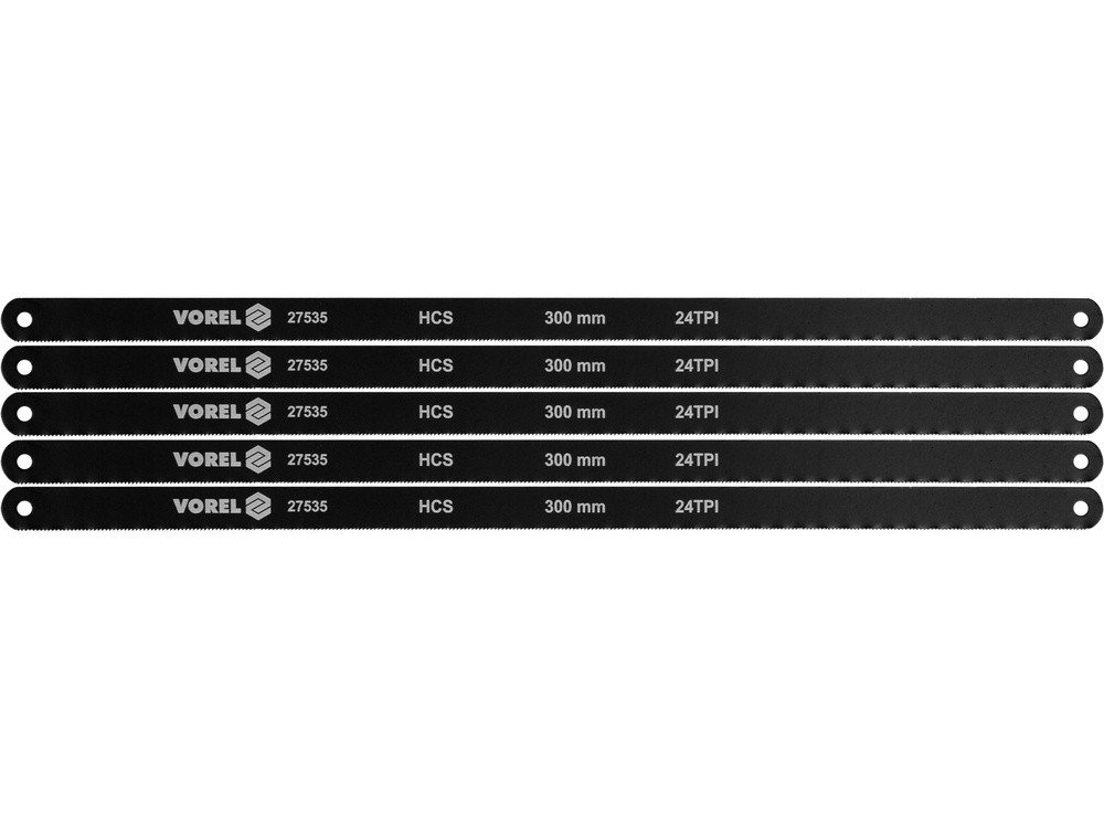 Полотно різальне до ножівки по металу VOREL 300х 12,6х 0,65 мм, 24 зуби/1", паков. 5 шт [10/200]