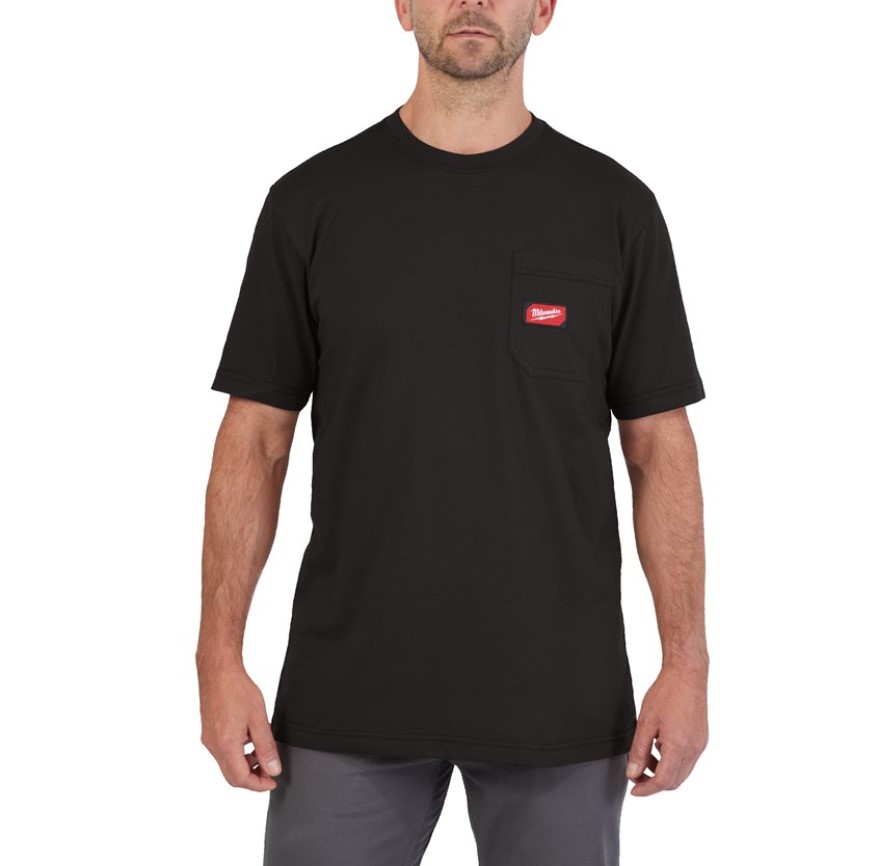 MILWAUKEE Футболка WTSS з карманом та коротким рукавом, чорна, розмір L | 4932493005