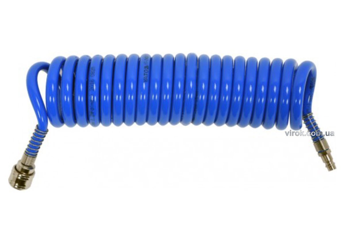 YATO Шланг пневматичний спіральний YATO швидкоз'єднуваний: Ø= 8/12 мм, ≤12 Bar, l= 5 м. поліуретан. 