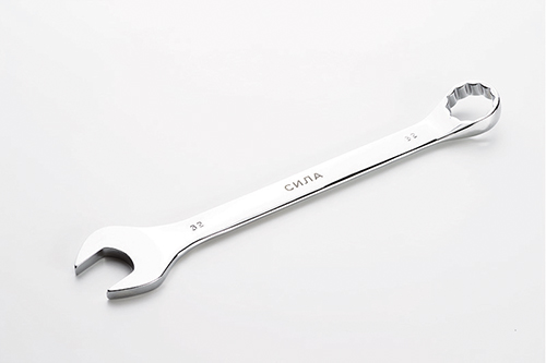 Ключ рожково-накидной полированный CrV 32мм СИЛА