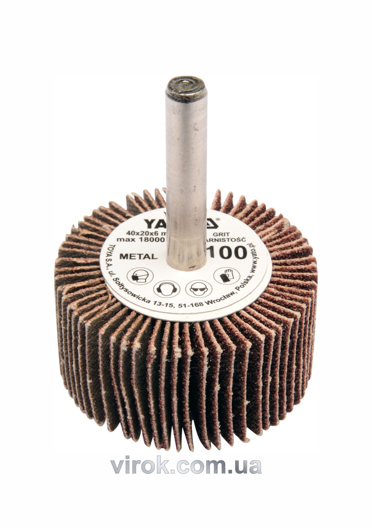 YATO Круг пелюстковий шліфувальний YATO : подовжений Ø= 40 мм К150, шпиндель Ø= 6 мм, H= 20 мм  | YT