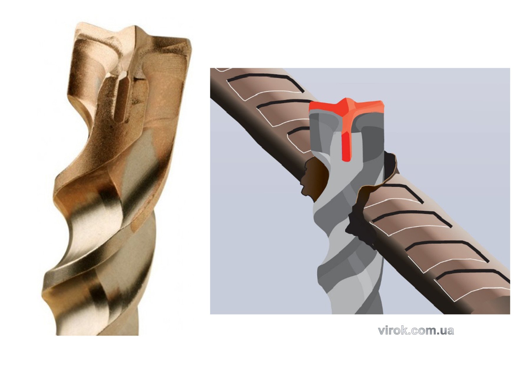 USH Свердло по бетону BOOSTER 10 x 260 мм. SDS+, 3 різальні пруги (Y) бетон/арматура | 113YD10L0260
