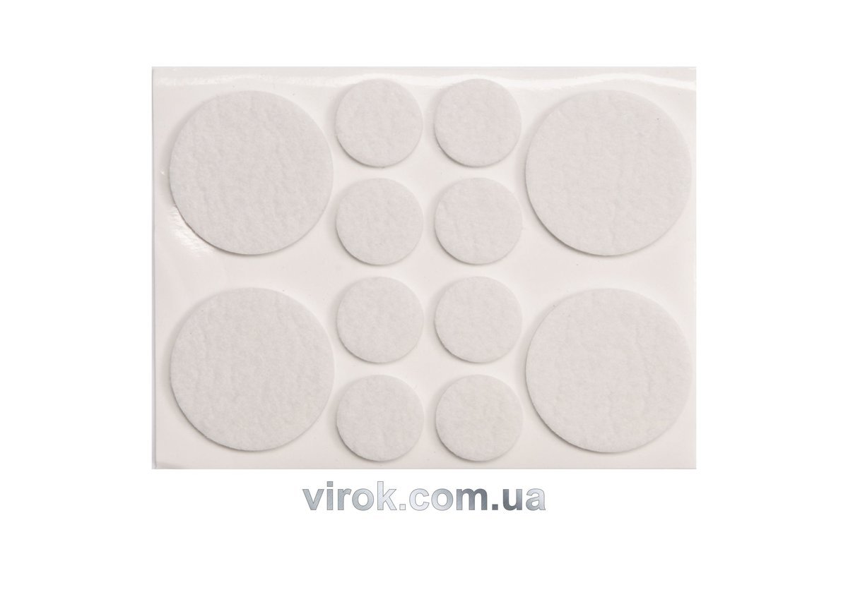 VOREL Протектор самоклеючий повстяний , Ø=20,38мм, набір 12шт.  | 74838