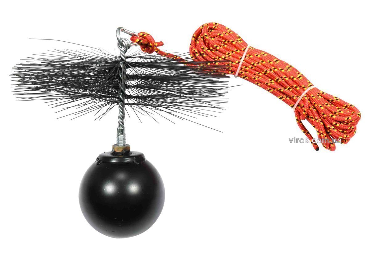 VOREL Набір для очищення димарів : шнур Ø= 8 мм, l= 10 м; йорж Ø= 250 мм; гиря- 2.5 кг  | 73035