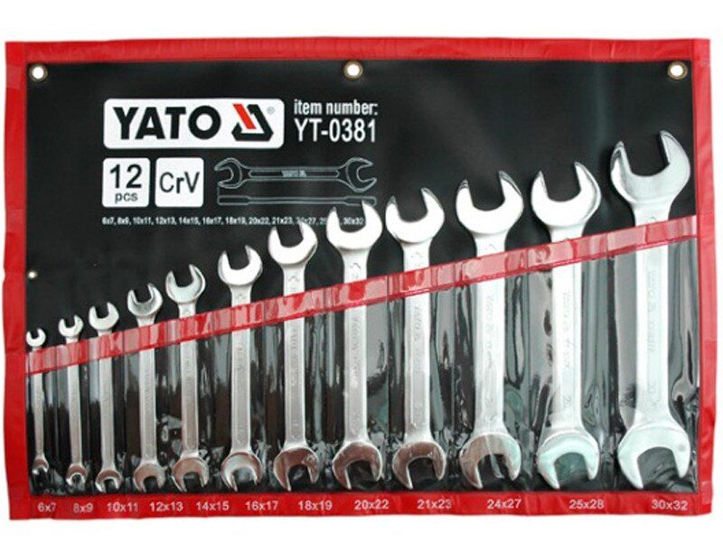 YATO Ключі ріжкові YATO : CrV, М= 6х7-30х32 мм, Набір 12 шт.  | YT-0381