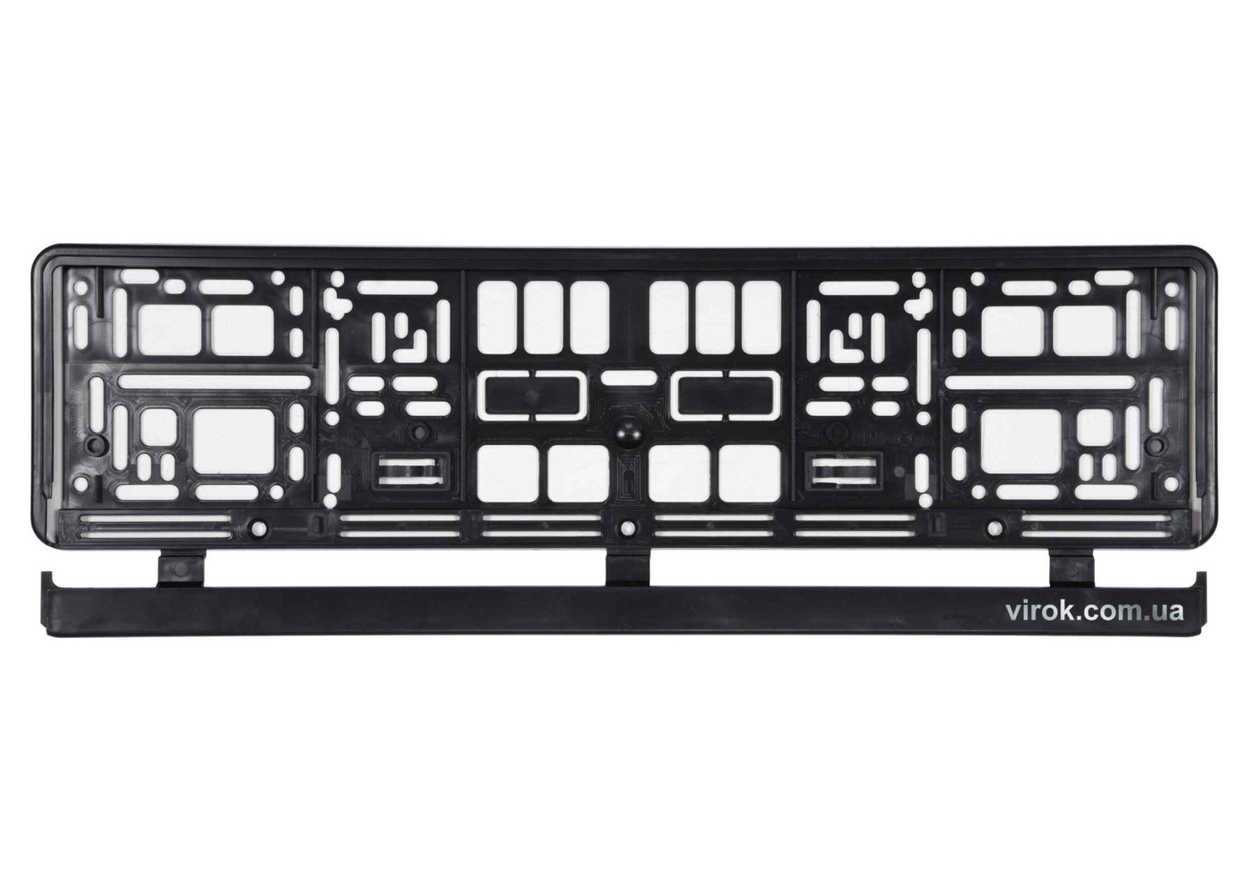 VOREL Рамка під номерний знак авто : чорна, 529 х 132 х 11 мм (пластикова)  | 83291