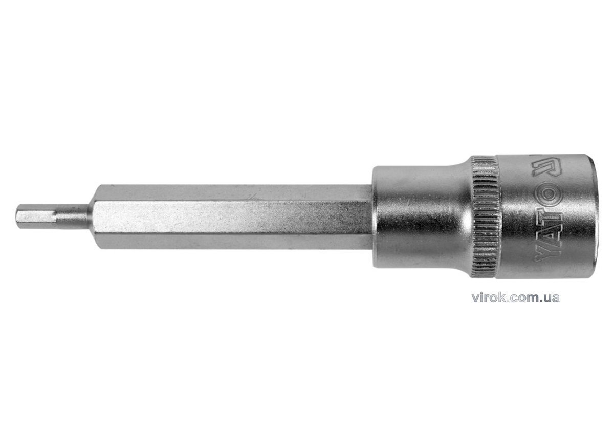 YATO Головка торцева з насадкою HEX YATO : квадрат 1/2". HEX M4, L= 100 мм. подовжена  | YT-04390