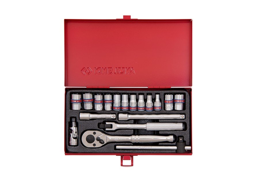 KING TONY Набор головок 1/4" 18 ед. 6-ти гранные,короткие, дюймовые | 2519SR