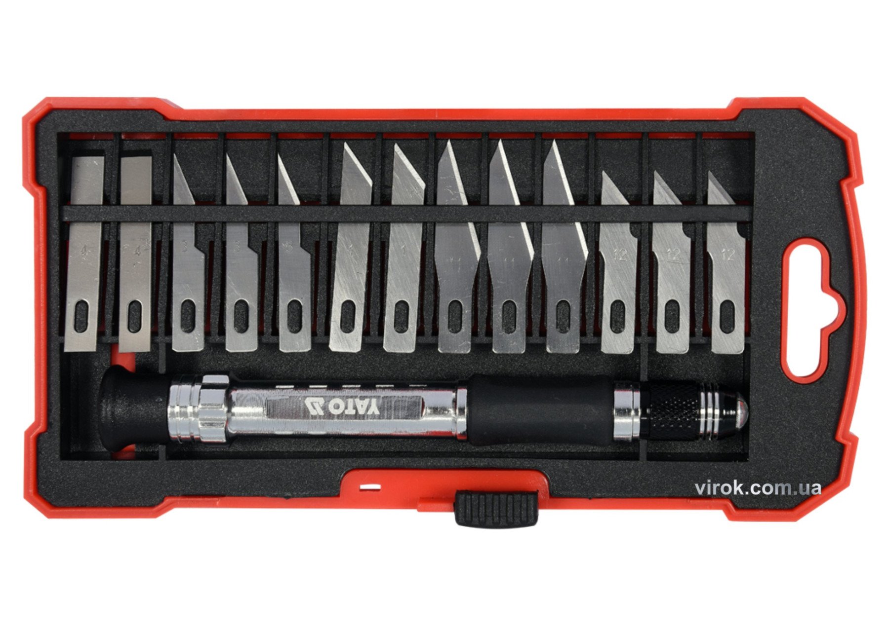 YATO Ножі прецизійні з тримачем YATO в футлярі, набір 14 елем.  | YT-75140