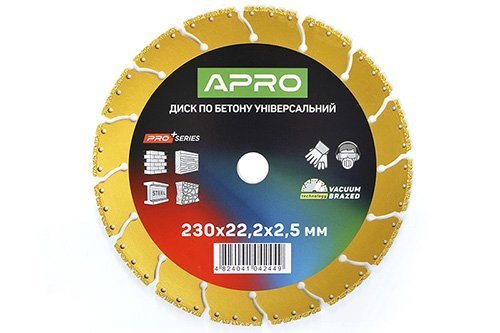 Диск по бетону универсальный 230х22.2х2.5мм PRO (вакуумная сварка, перфорированный сегмент) APRO