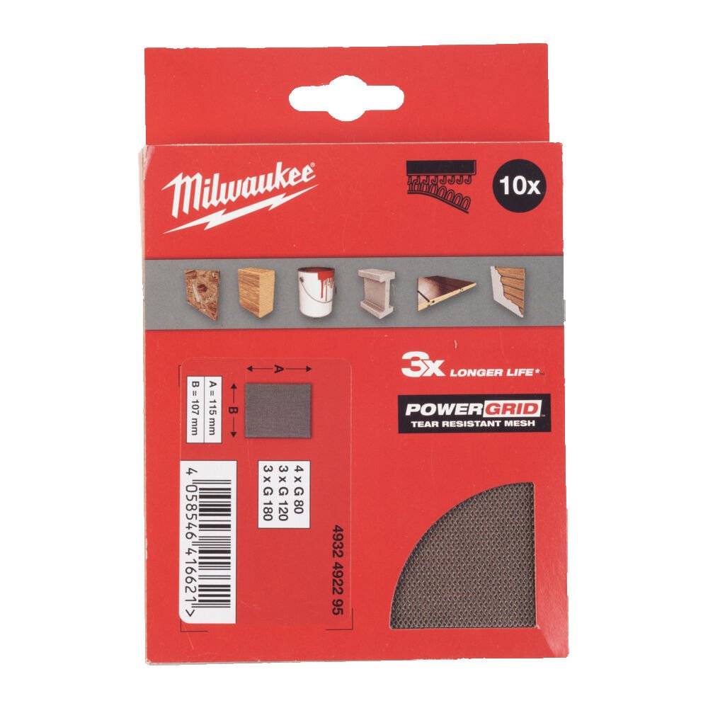 MILWAUKEE Папір шліфувальний HL, 115x107мм, набір, (10шт) | 4932492295