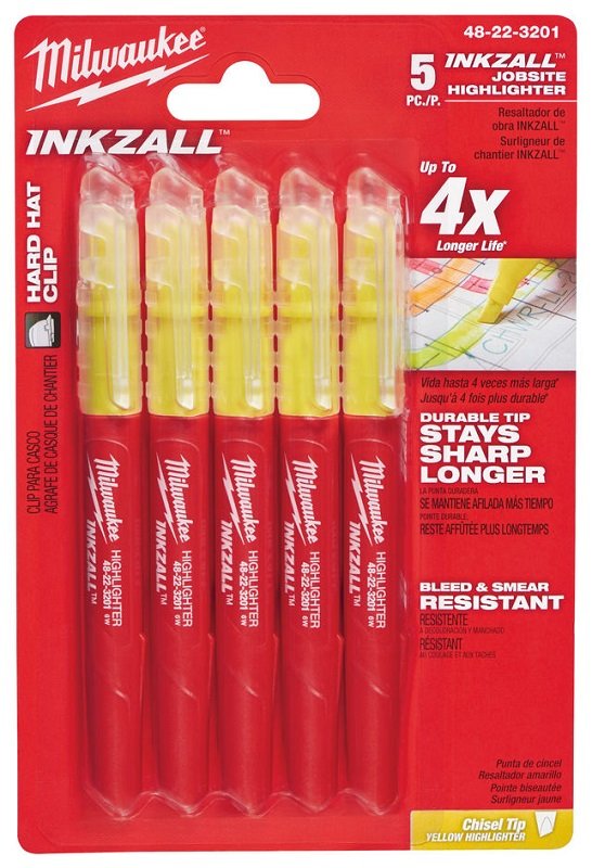 MILWAUKEE Набір текстмаркерів InkZAll , жовтий, (5шт) | 48223201