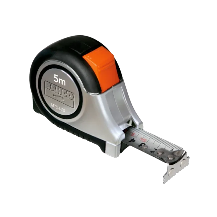 Рулетка 5 м. полотно из нержавеющей стали с нейлоновым покрытием. автоматический стопор. магнит