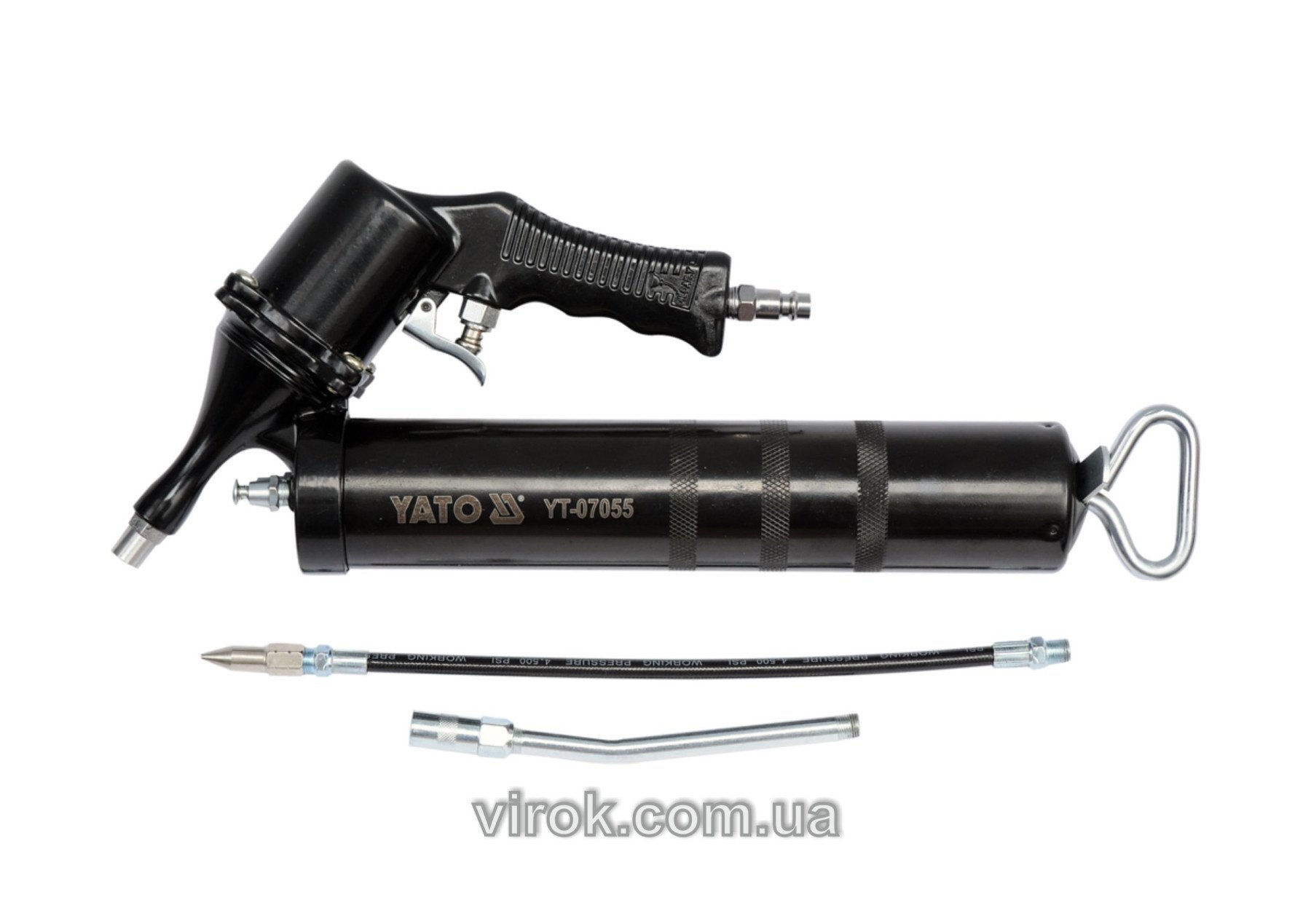 YATO Шприц мастильний пневматичний YATO : 400 см³, вих. P= 30-40 MPa, продукт.- 28 л/хв  | YT-07055