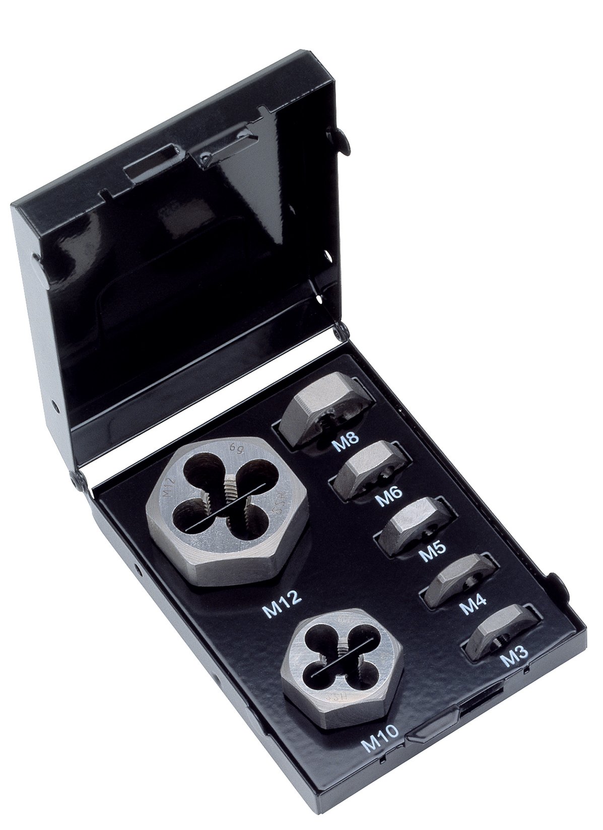 VÖLKEL Набір шестигранних плашок М3-М12, 7 предметів, металевий кейс 49520