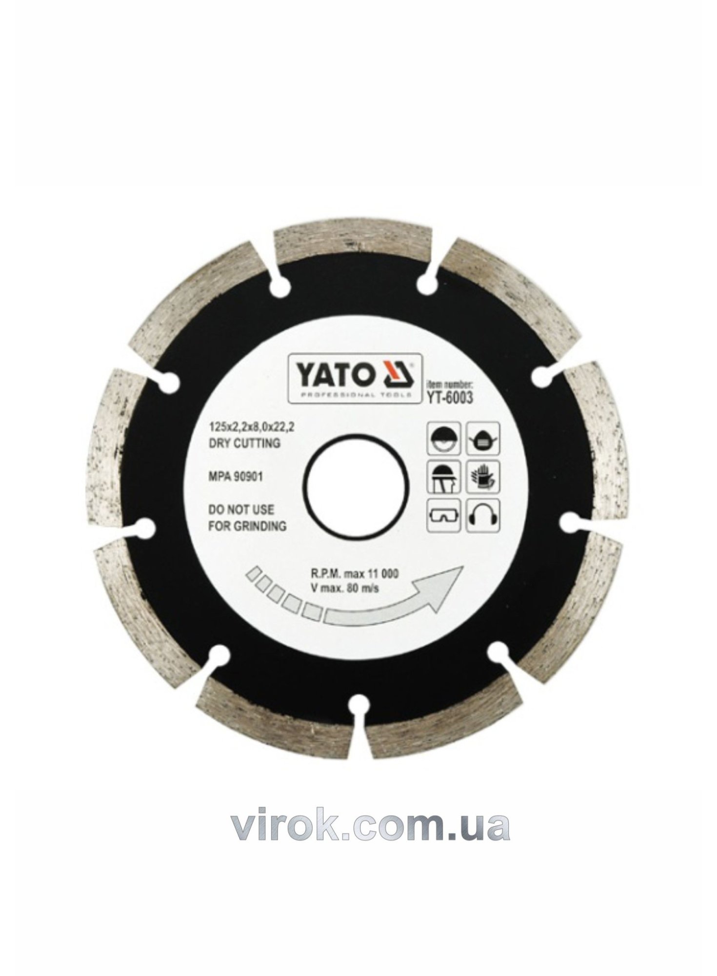 YATO Диск алмазний сегмент YATO : "SEGMENT" Ø= 125x8.0x22,2 мм. H= 2,2 мм  | YT-6003