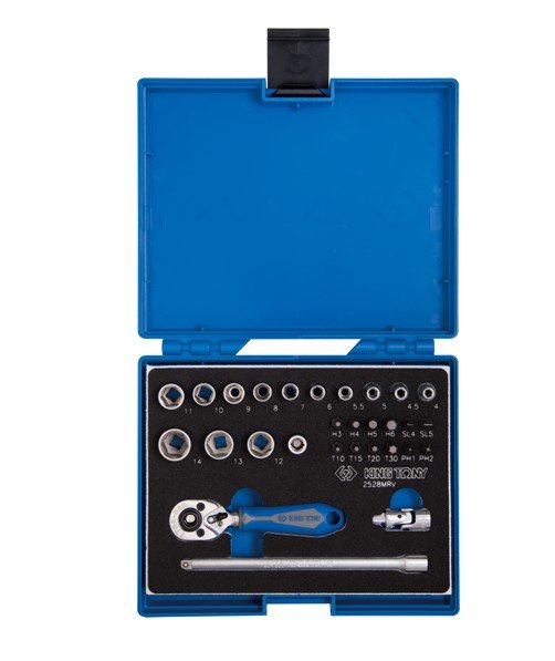 KING TONY Набор головок 1/4" 29 ед. 6-ти гранные, (4-14mm) | 2528MRV