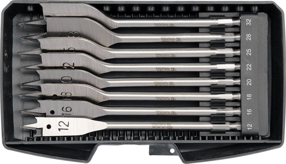 YATO Свердла перові по дереву YATO: 6-гранний хвостик HEX-1/4", Ø=12-32 мм, L=152мм. (Набір/8 Шт.)  