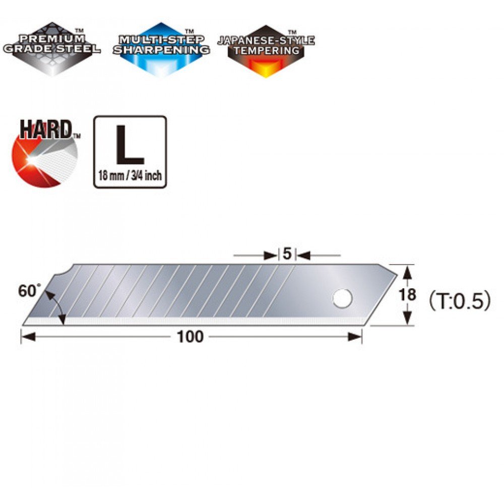 TAJIMA Лезвия серые 18мм Endura Blades, экстра устойчивые, пластиковая упаковка. 50шт