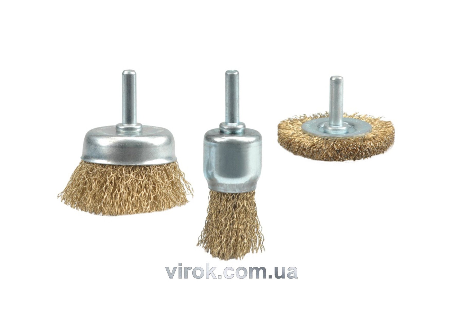 VOREL Щітка - крацовка зі стержнем , Набір 3шт, Ø-25;50;50мм  | 06989