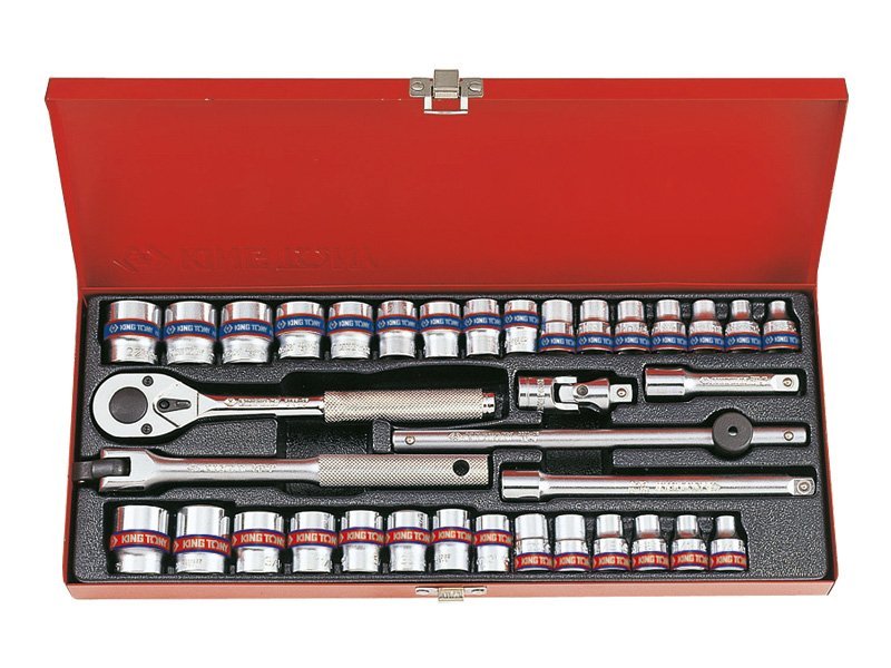 KING TONY Набор головок 3/8" 36 ед. 12-ти гранные,короткие, дюймовые+метрические | 3036CR