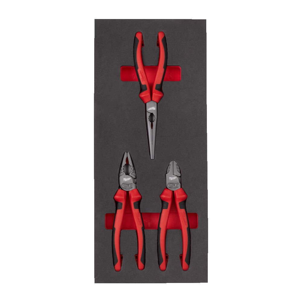 MILWAUKEE Набор плоскогубцев из 3 шт., пенопластовая вставка | 4932493256