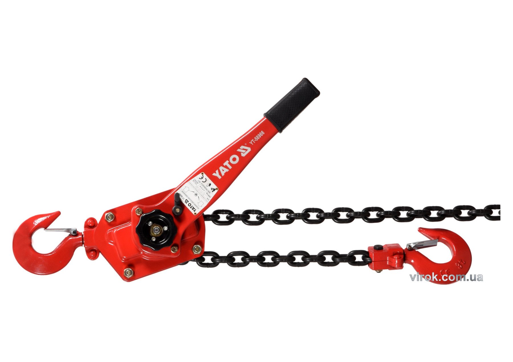 YATO Лебідка ланцюгова ручна YATO : з дотягувачем, H= 1.5 м, F= 3 т  | YT-58966