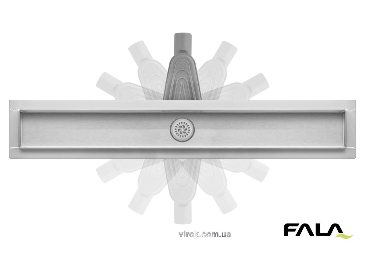 FALA Трап підлоговий зливний з нержавіючої сталі "WET DRY" ; 90x 4 см, обертовий сифон h= 79 мм(DW) 