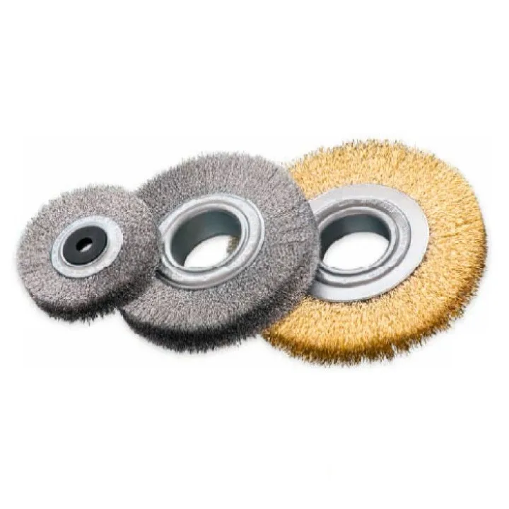 Щетка цилиндрическая 150х34х50 мм, Стальная гофрированная проволока 0.2 мм, 6000 об / мин LESSMANN